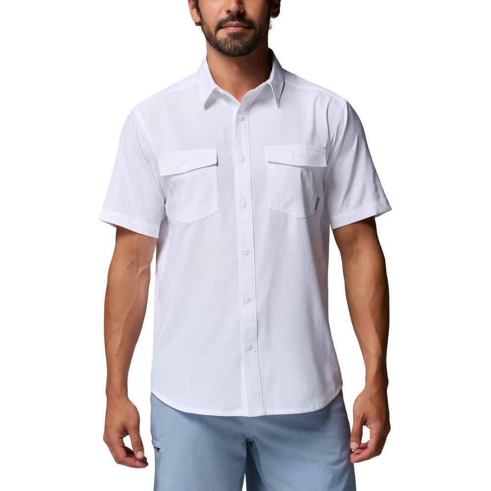 Columbia Mens James Bay Short Sleeve Shirt White XM2816 Regular Fit Large NWOT